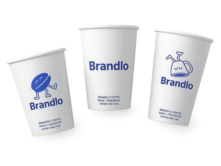 Qualitätsmerkmale der Brandlo Kaffeebecher: Umweltfreundliche Materialien, geeignet für Heiß- und Kaltgetränke, verstärkt und langlebig.