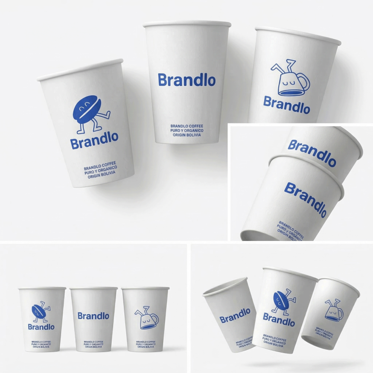 Individuell bedruckte Kaffeebecher aus Pappe mit Brandlo Logo – Gastronomiebedarf ab 3000 Stück.