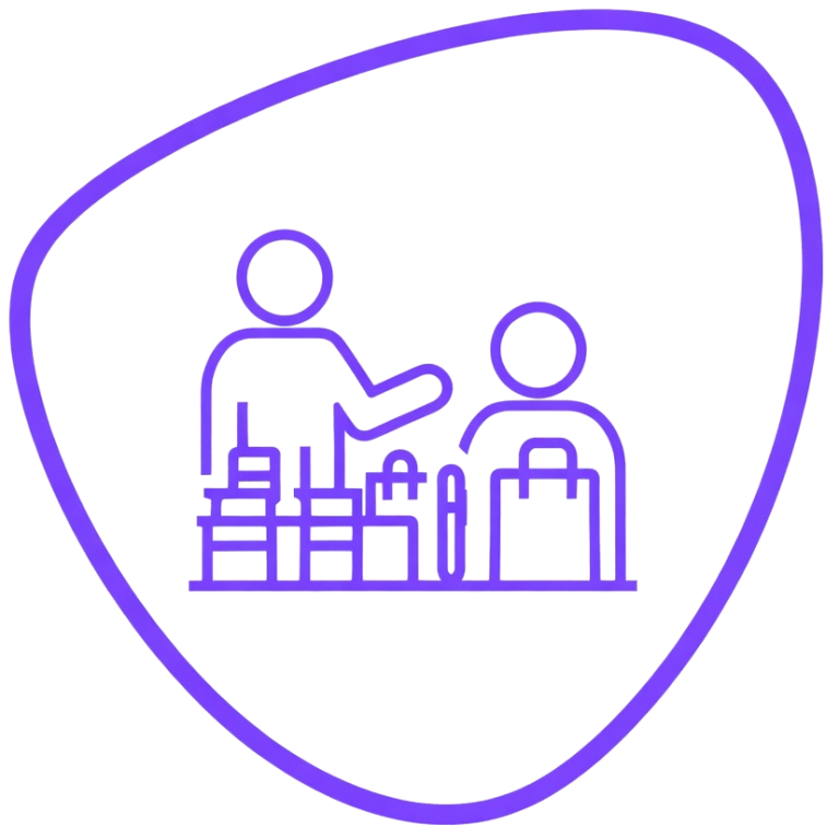 Symbol für persönliche Beratung und Musterversand direkt vor Ort.